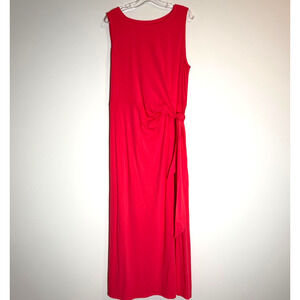Lands' End Side Tie Maxi Dress Women's XL Coral Pink Jersey Sleeveless Knotted